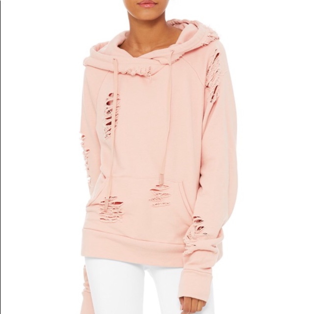Alo Yoga Ripped Hoodie Nectar/Distressed Holes